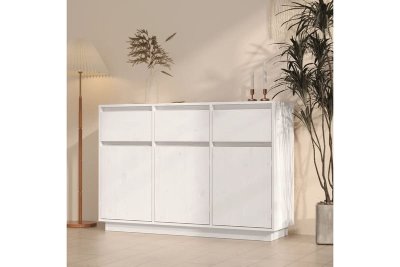 beBasic Skänk vit 110x34x75 cm massiv furu - Skänkar & sideboards