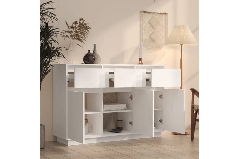 beBasic Skänk vit 110x34x75 cm massiv furu - Skänkar & sideboards