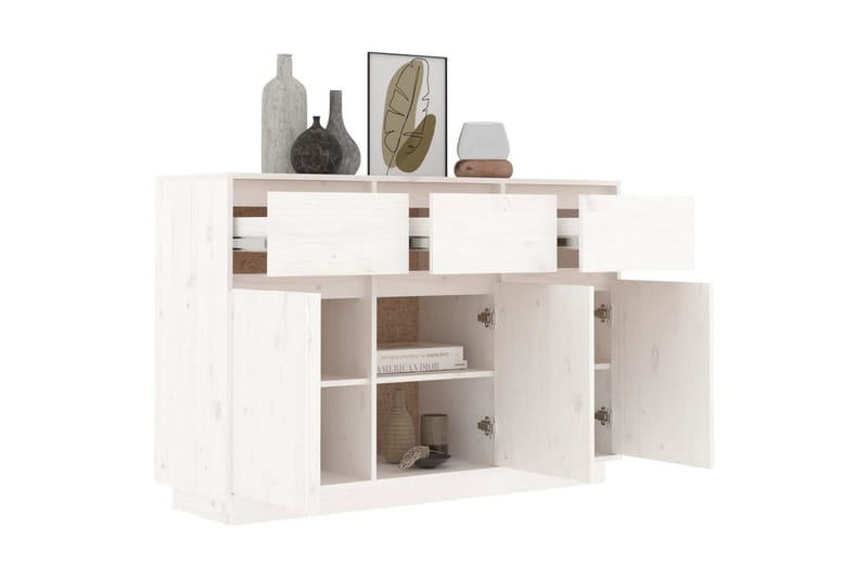 beBasic Skänk vit 110x34x75 cm massiv furu - Skänkar & sideboards