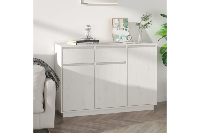 beBasic Skänk vit 110x34x75 cm massiv furu - Skänkar & sideboards