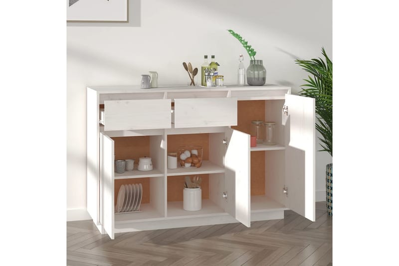 beBasic Skänk vit 110x34x75 cm massiv furu - Skänkar & sideboards