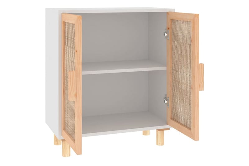 beBasic Skänk vit 60x30x70 cm massiv furu och naturlig rotting - Skänkar & sideboards