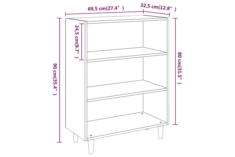beBasic Skänk vit 69,5x32,5x90 cm konstruerat trä - Förvaring - Förvaringsmöbler - Skänkar & sideboards