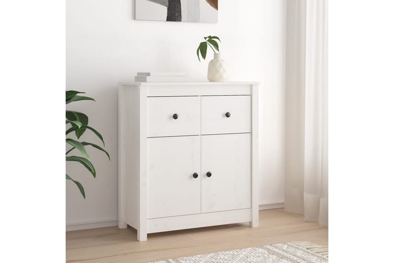 beBasic Skänk vit 70x35x80 cm massiv furu - Skänkar & sideboards