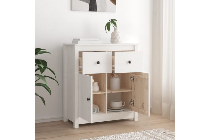 beBasic Skänk vit 70x35x80 cm massiv furu - Skänkar & sideboards