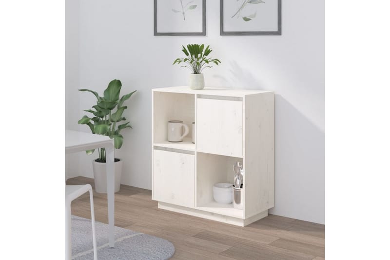 beBasic Skänk vit 74x35x80 cm massiv furu - Skänkar & sideboards