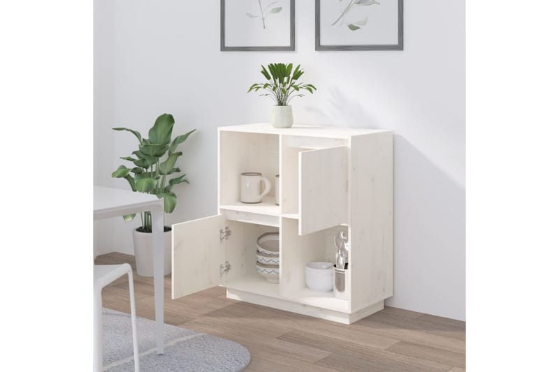 beBasic Skänk vit 74x35x80 cm massiv furu - Skänkar & sideboards