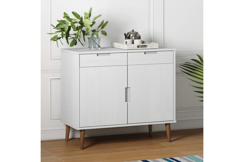 beBasic Skänk vit 90x40x80 cm massiv furu - Skänkar & sideboards