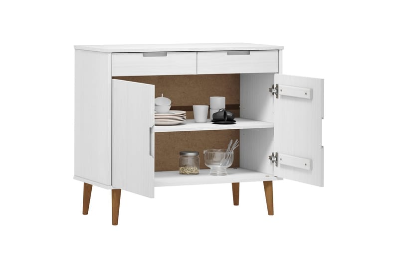 beBasic Skänk vit 90x40x80 cm massiv furu - Skänkar & sideboards