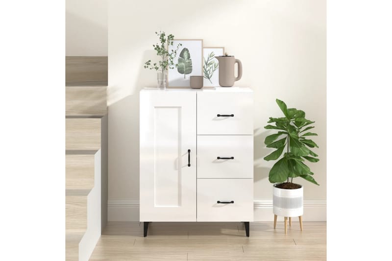 beBasic Skänk vit högglans 69,5x34x90 cm konstruerat trä - Skänkar & sideboards