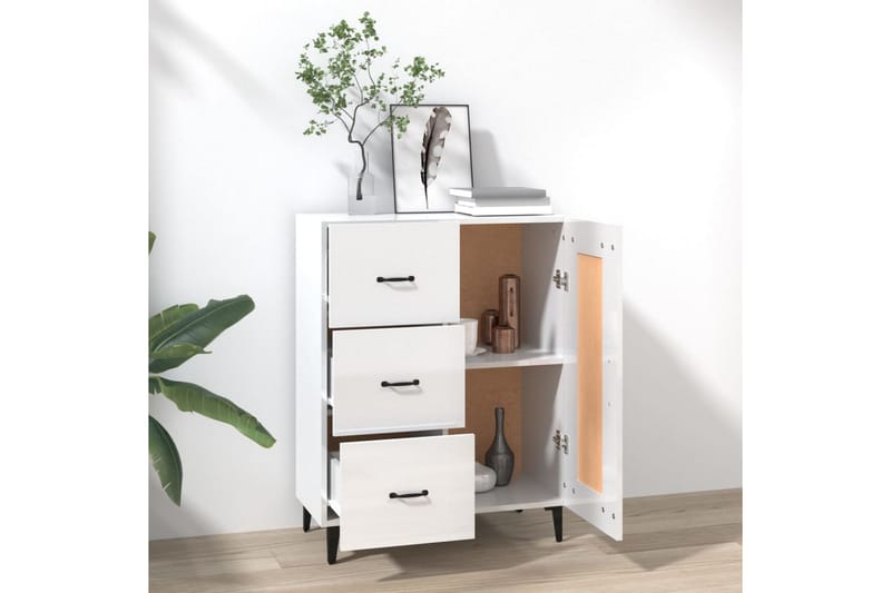 beBasic Skänk vit högglans 69,5x34x90 cm konstruerat trä - Skänkar & sideboards