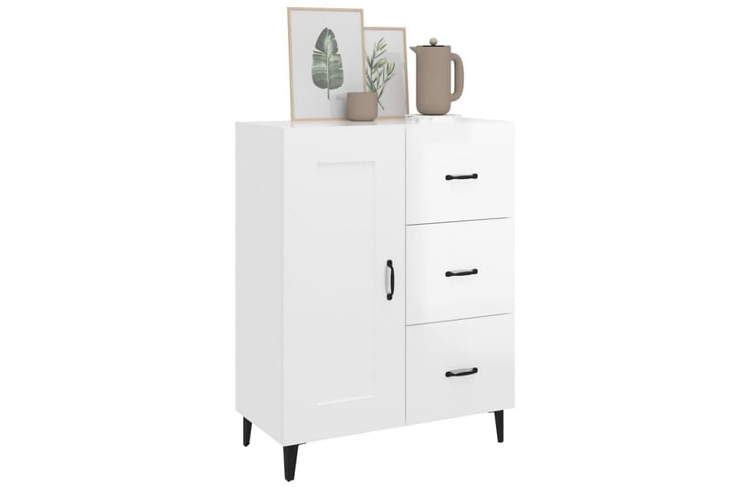 beBasic Skänk vit högglans 69,5x34x90 cm konstruerat trä - Skänkar & sideboards