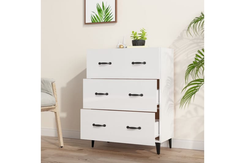 beBasic Skänk vit högglans 69,5x34x90 cm konstruerat trä - Skänkar & sideboards