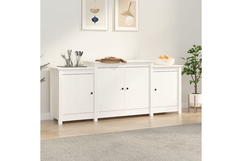 beBasic Skänk wit 164x37x68 cm massiv furu - Skänkar & sideboards