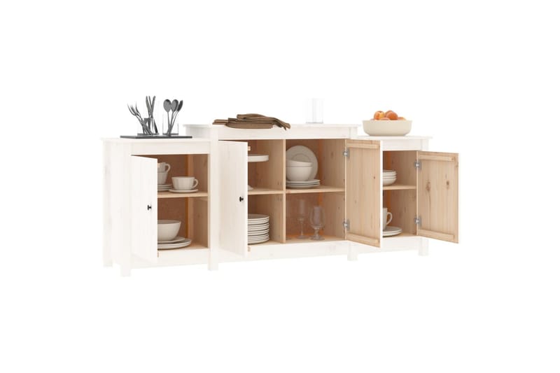 beBasic Skänk wit 164x37x68 cm massiv furu - Skänkar & sideboards