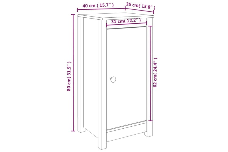 beBasic Skänkar 2 st 40x35x80 cm massiv furu - Förvaring - Förvaringsmöbler - Skänkar & sideboards
