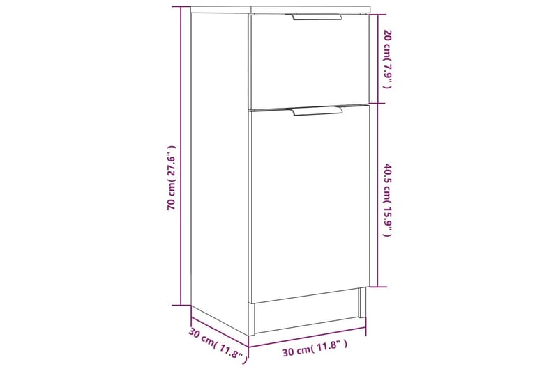 beBasic Skänkar 2 st brun ek 30x30x70 cm konstruerat trä - Förvaring - Förvaringsmöbler - Skänkar & sideboards
