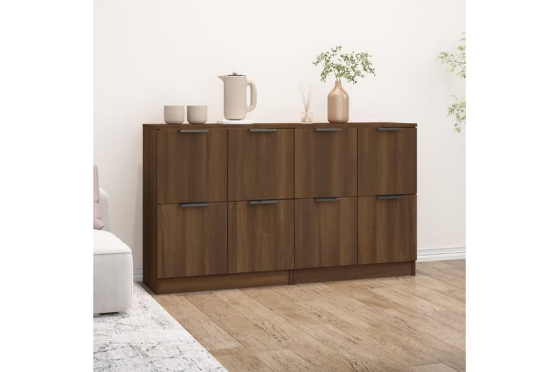 beBasic Skänkar 2 st brun ek 60x30x70 cm konstruerat trä - Förvaring - Förvaringsmöbler - Skänkar & sideboards