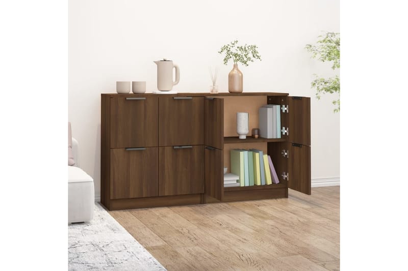 beBasic Skänkar 2 st brun ek 60x30x70 cm konstruerat trä - Förvaring - Förvaringsmöbler - Skänkar & sideboards