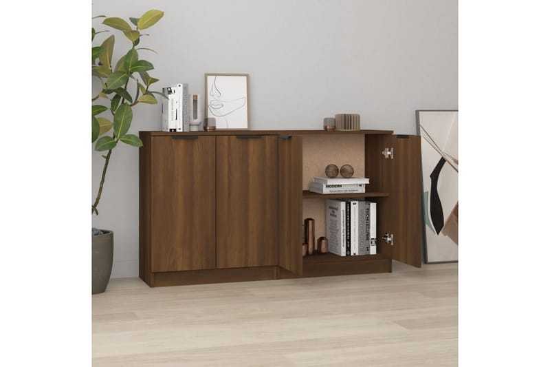 beBasic Skänkar 2 st brun ek 60x30x70 cm konstruerat trä - Förvaring - Förvaringsmöbler - Skänkar & sideboards