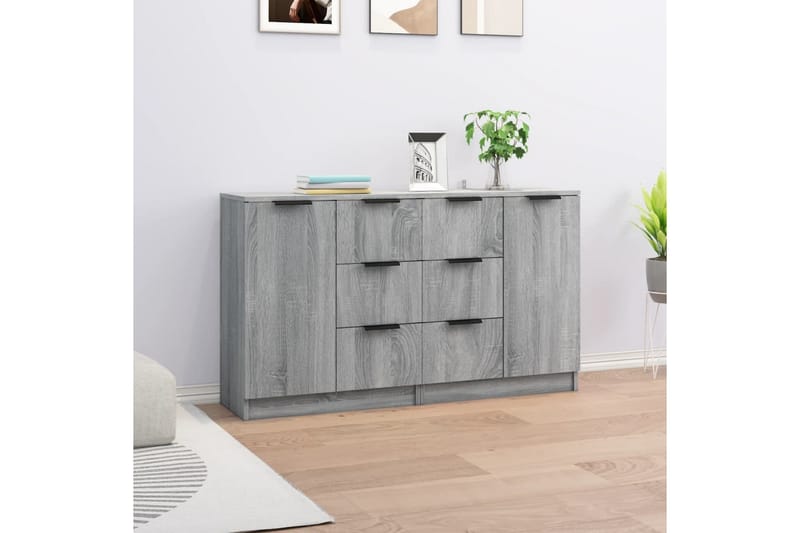 beBasic Skänkar 2 st grå sonoma 60x30x70 cm konstruerat trä - Förvaring - Förvaringsmöbler - Skänkar & sideboards