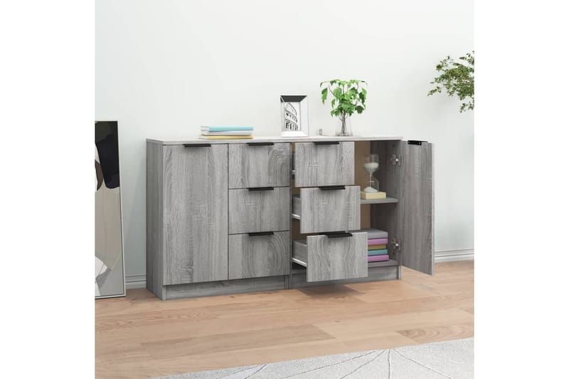 beBasic Skänkar 2 st grå sonoma 60x30x70 cm konstruerat trä - Förvaring - Förvaringsmöbler - Skänkar & sideboards