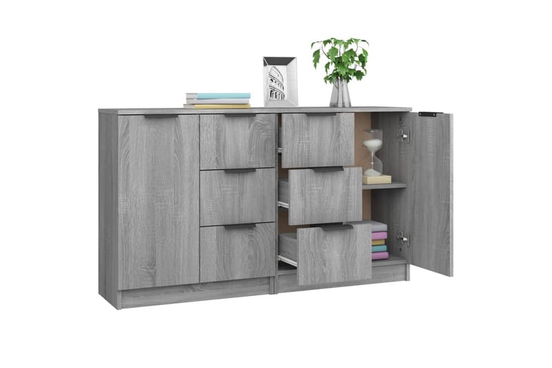 beBasic Skänkar 2 st grå sonoma 60x30x70 cm konstruerat trä - Förvaring - Förvaringsmöbler - Skänkar & sideboards