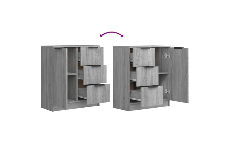 beBasic Skänkar 2 st grå sonoma 60x30x70 cm konstruerat trä - Förvaring - Förvaringsmöbler - Skänkar & sideboards