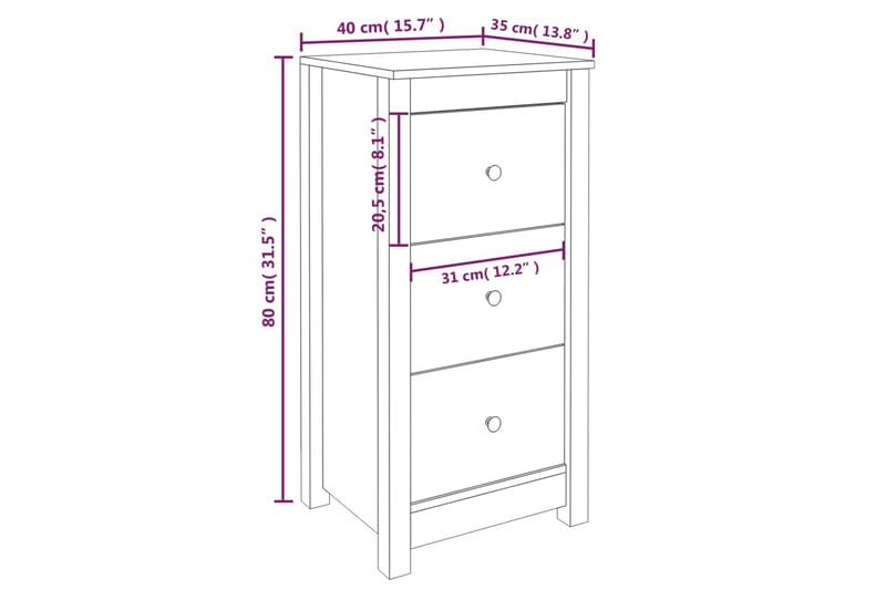 beBasic Skänkar 2 st honungsbrun 40x35x80 cm massiv furu - Förvaring - Förvaringsmöbler - Skänkar & sideboards