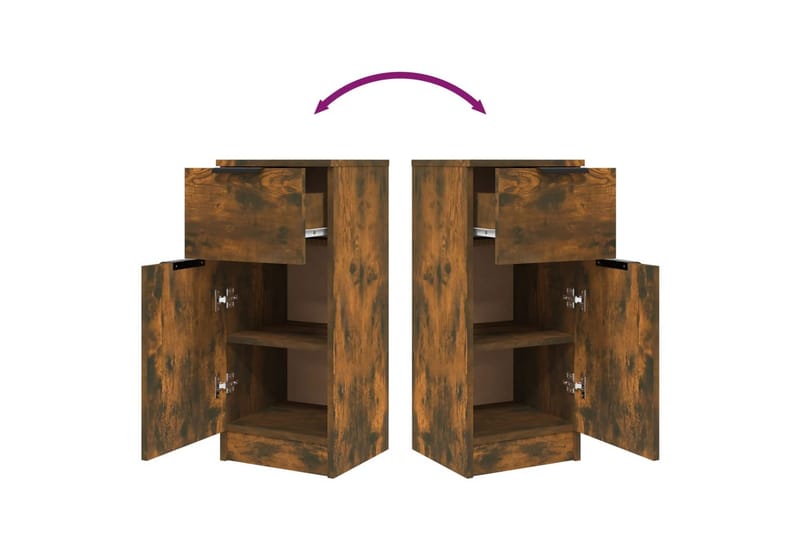 beBasic Skänkar 2 st rökfärgad ek 30x30x70 cm konstruerat trä - Förvaring - Förvaringsmöbler - Skänkar & sideboards