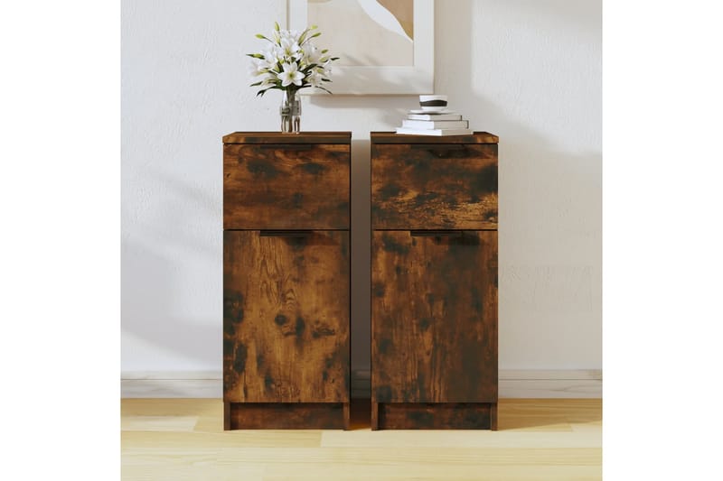 beBasic Skänkar 2 st rökfärgad ek 30x30x70 cm konstruerat trä - Förvaring - Förvaringsmöbler - Skänkar & sideboards