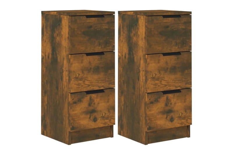 beBasic Skänkar 2 st rökfärgad ek 30x30x70 cm konstruerat trä - Skänkar & sideboards