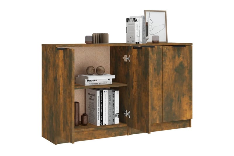 beBasic Skänkar 2 st rökfärgad ek 60x30x70 cm konstruerat trä - Förvaring - Förvaringsmöbler - Skänkar & sideboards