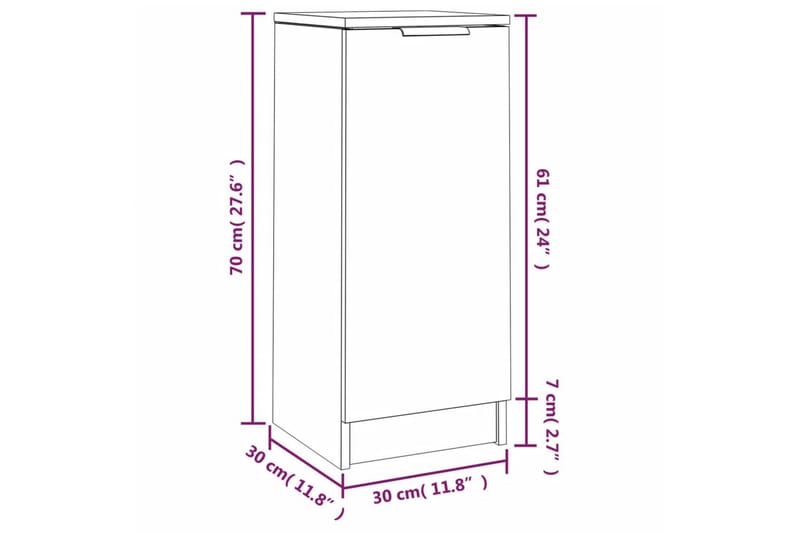 beBasic Skänkar 2 st sonoma-ek 30x30x70 cm konstruerat trä - Skänkar & sideboards