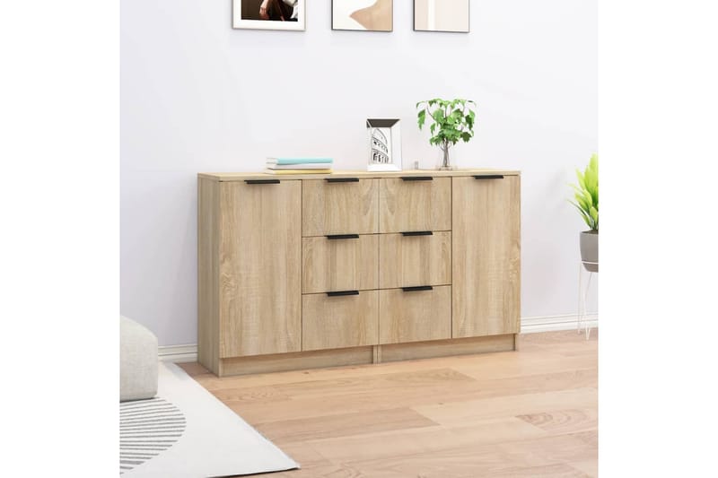 beBasic Skänkar 2 st sonoma-ek 60x30x70 cm konstruerat trä - Förvaring - Förvaringsmöbler - Skänkar & sideboards
