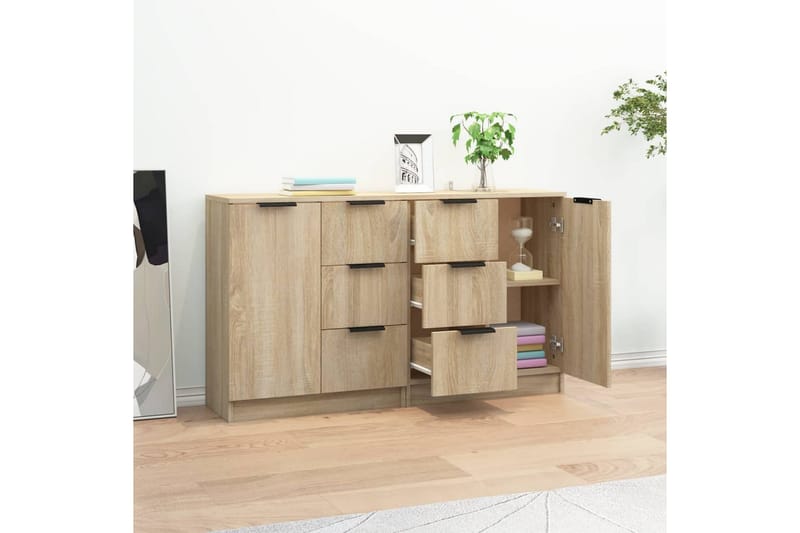 beBasic Skänkar 2 st sonoma-ek 60x30x70 cm konstruerat trä - Förvaring - Förvaringsmöbler - Skänkar & sideboards