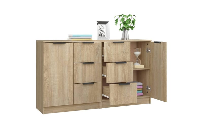 beBasic Skänkar 2 st sonoma-ek 60x30x70 cm konstruerat trä - Förvaring - Förvaringsmöbler - Skänkar & sideboards