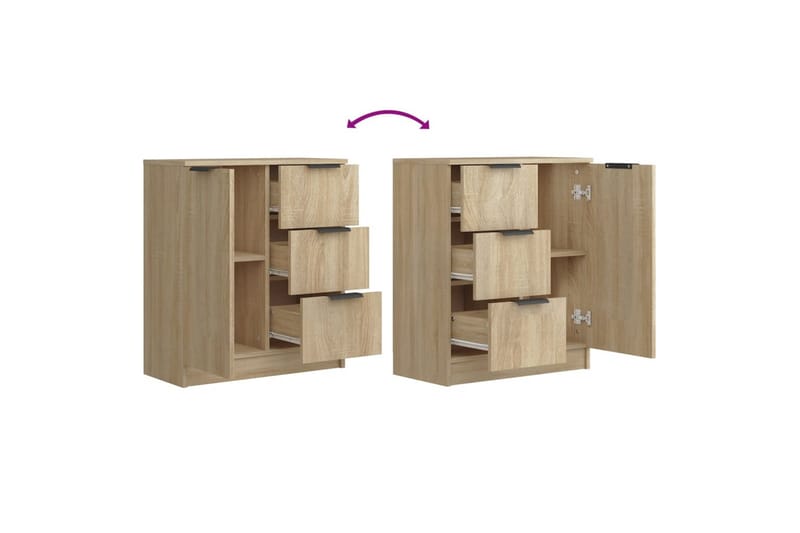 beBasic Skänkar 2 st sonoma-ek 60x30x70 cm konstruerat trä - Förvaring - Förvaringsmöbler - Skänkar & sideboards