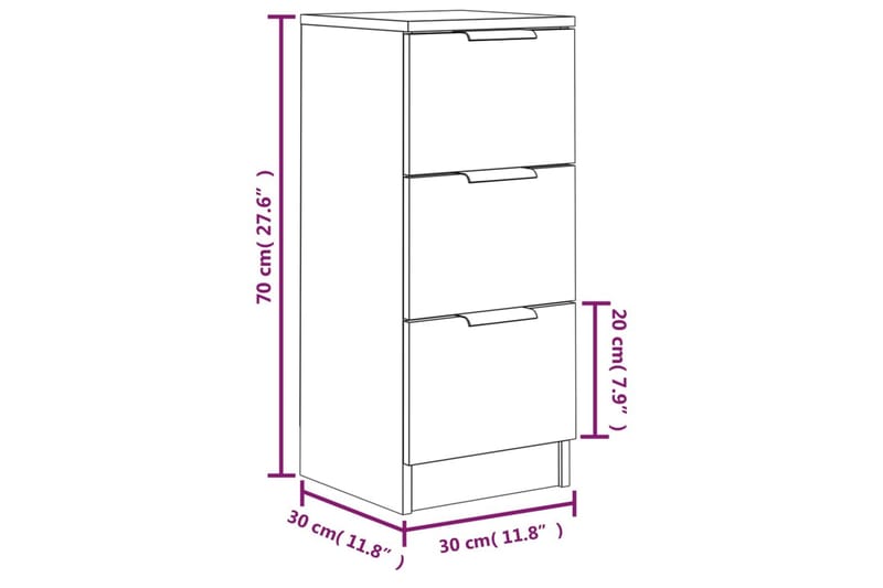 beBasic Skänkar 2 st vit 30x30x70 cm konstruerat trä - Skänkar & sideboards