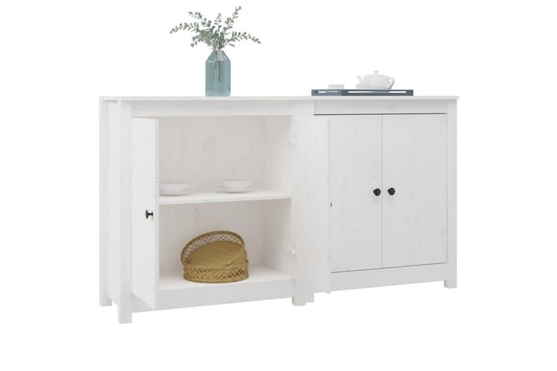 beBasic Skänkar 2 st vit 70x35x80 cm massiv furu - Förvaring - Förvaringsmöbler - Skänkar & sideboards