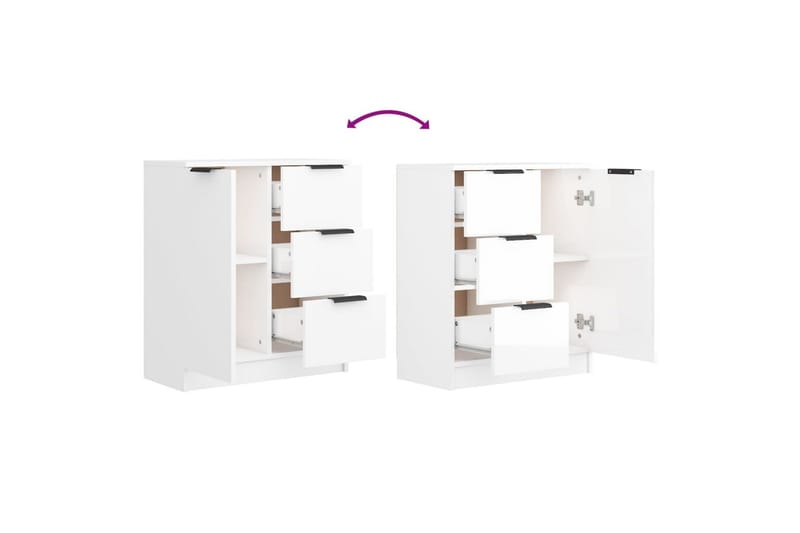 beBasic Skänkar 2 st vit högglans 60x30x70 cm konstruerat trä - Förvaring - Förvaringsmöbler - Skänkar & sideboards