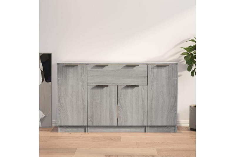 beBasic Skänkar 3 st grå sonoma konstruerat trä - Förvaring - Förvaringsmöbler - Skänkar & sideboards