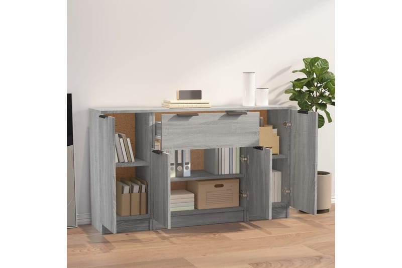 beBasic Skänkar 3 st grå sonoma konstruerat trä - Förvaring - Förvaringsmöbler - Skänkar & sideboards