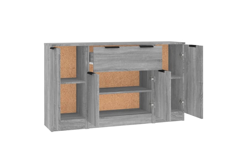 beBasic Skänkar 3 st grå sonoma konstruerat trä - Förvaring - Förvaringsmöbler - Skänkar & sideboards
