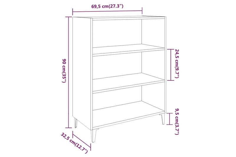 beBasic Skänkskåp vit högglans 69,5x32,5x90 cm konstruerat trä - Skänkar & sideboards