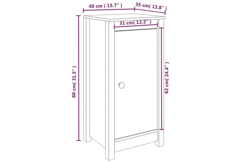 beBasic Skåp grå 40x35x80 cm massiv furu - Förvaring - Förvaringsmöbler - Skänkar & sideboards