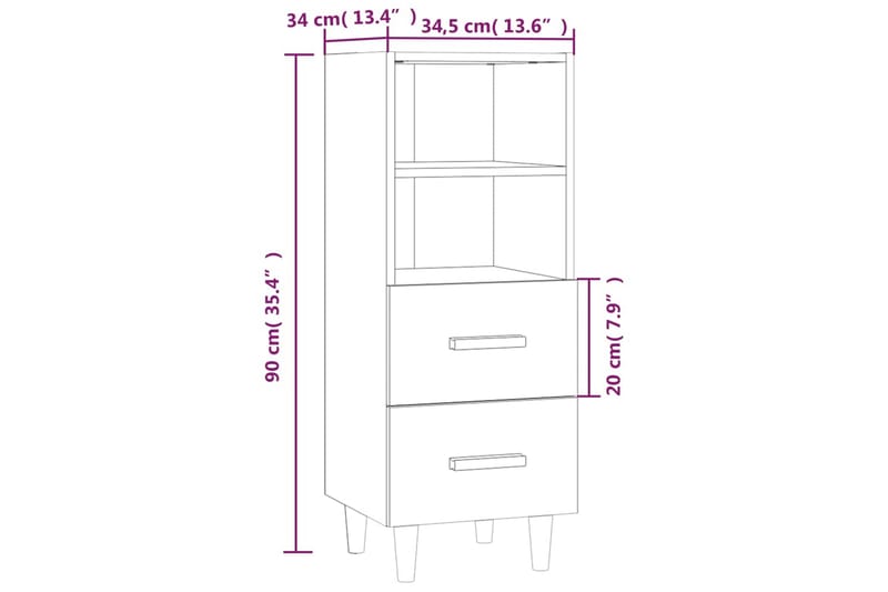 beBasic Skåp vit 34,5x34x90 cm konstruerat trä - Förvaring - Förvaringsmöbler - Skänkar & sideboards