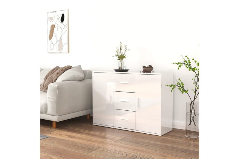 beBasic Skåp vit högglans 91x29,5x65 cm konstruerat trä - Förvaring - Förvaringsmöbler - Skänkar & sideboards