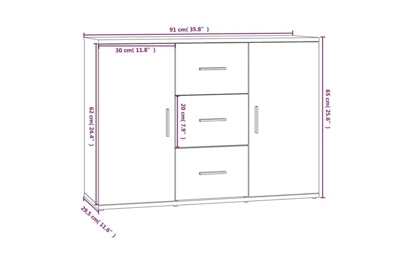 beBasic Skåp vit högglans 91x29,5x65 cm konstruerat trä - Förvaring - Förvaringsmöbler - Skänkar & sideboards