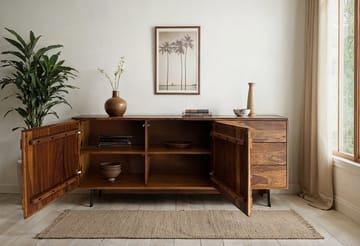 Belino Sideboard 175 cm Industriell stil - varmbrun och svart - Förvaring - Förvaringsmöbler - Skänkar & sideboards